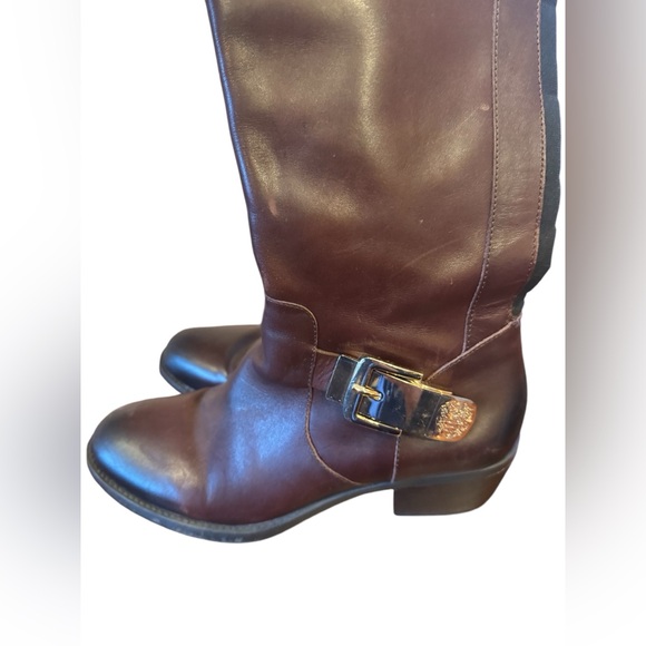 Vince Camuto Riding Boots Bocca Sz 7M Over the Knee Brown Leather Side Zip - Picture 2 of 14